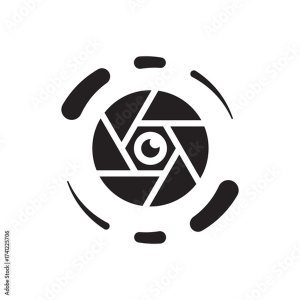 Fototapeta Spinning shutter mark icon. Rotating shutter emblem, dynamic, tech, photo logo.