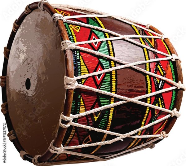 Fototapeta Traditional Barrel Drum with Colorful Geometric Patterns
