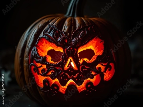 Obraz Spooky Halloween Pumpkin in Candlelight