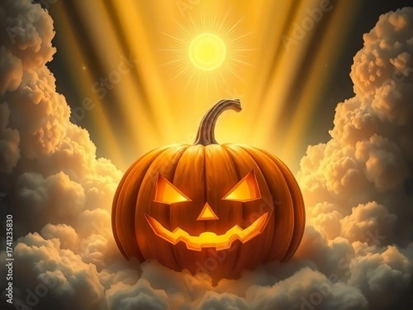 Obraz Spooky Halloween Pumpkin in Candlelight