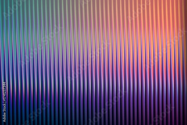 Fototapeta Abstract background with vertical wavy lines and purple and orange light effects