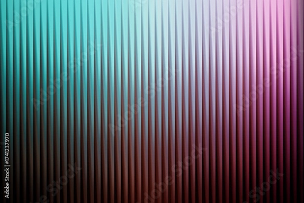 Fototapeta Abstract vertical ribbed texture with a gradient of teal, turquoise, pink, and burgundy colors