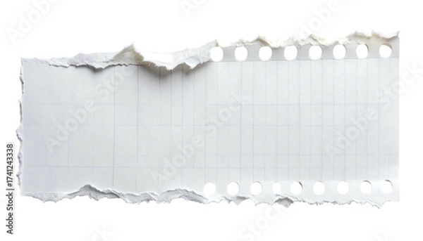 Fototapeta Torn paper fragment isolated on white background.