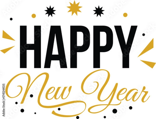 Fototapeta Happy New Year 2026 Typography Set – Festive Lettering and Celebration Elements