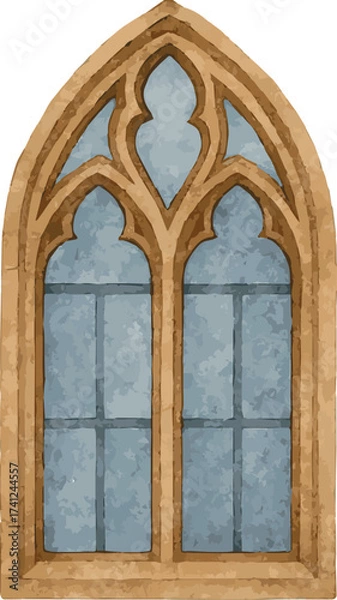 Fototapeta Watercolor vector illustrations of a gothic window