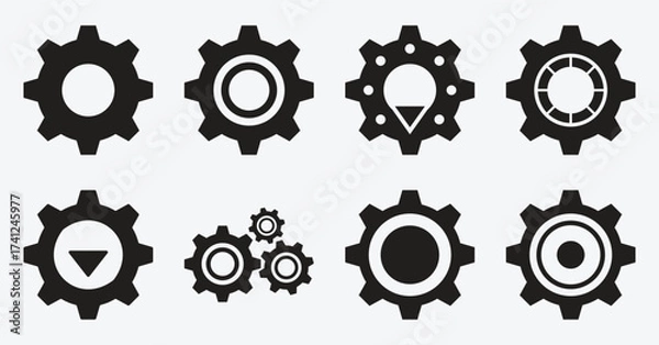 Fototapeta Minimalist Gear Icon Set for Technology