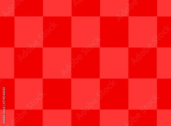 Fototapeta Vivid red and white checkered background with bold contrast. Great for modern abstract textures, decoration, and digital art.