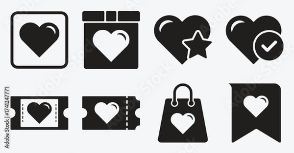 Fototapeta Minimalist Wishlist and Favorite Heart Icons Set