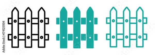 Fototapeta Illustration of a wooden fence, depicting a classic boundary marker with vertical pickets and horizontal rails, commonly used for enclosure and decoration