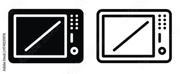 Fototapeta Microwave oven icon set. Line and glyph microwave oven vector