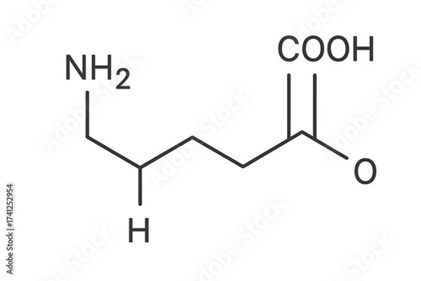 Fototapeta Melatonin molecular structure vector icon with chemical formula, thin line illustration on transparent background, ordered set for science, medicine, and health graphics