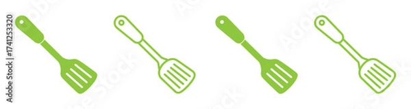 Fototapeta Illustration showing a coloured icon of kitchen utensils with a handle on a white background