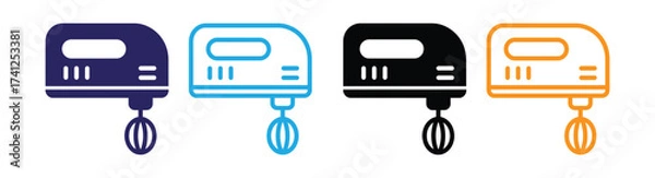 Fototapeta Electric hand mixer icon set for baking tools Vector
