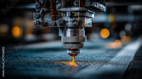 Fototapeta Macro shot of 3D printing nozzle during manufacturing process
