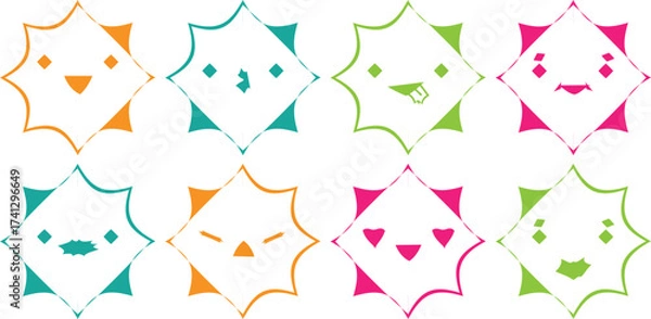 Fototapeta Abstract Colorful Shape and Texture Bundle – Trendy Geometric Art Elements, Vintage Pattern Frames, and Seamless Web Design Backgrounds