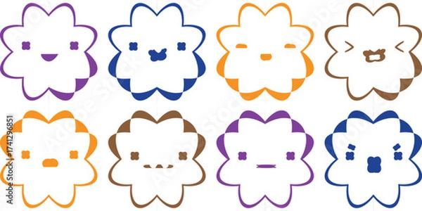 Fototapeta Hand-Drawn Cartoon Animal Icon Bundle – Fun Panda Head, Cute Faces, and Playful Character Symbols for Logo, Label, and Tag Design