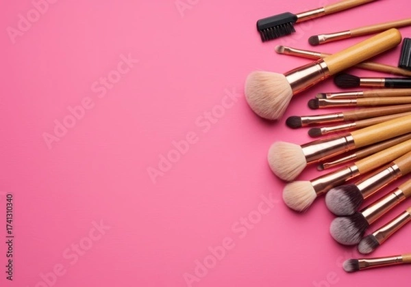 Fototapeta Makeup Brushes Top View