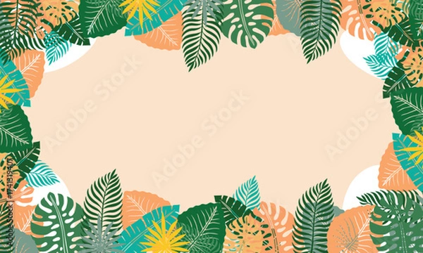 Fototapeta frame with palm leaves