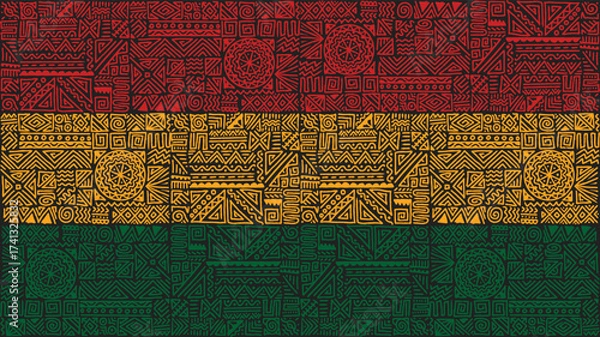 Fototapeta Hand drawn abstract pattern African style ethnic background