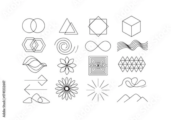 Fototapeta Abstract Line Art Shapes and Forms