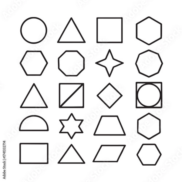 Fototapeta Geometric Shapes Collection Squares, Circles, Triangles, Rhombuses, and More