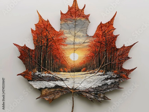 Obraz Autumn Sunrise in Maple Leaves