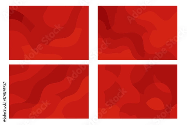 Fototapeta Set of abstract red backgrounds. Modern fluid gradient shapes collection. Vector graphic with dynamic liquid wave layers. Papercut style for wallpaper, banner, or landing page design.
