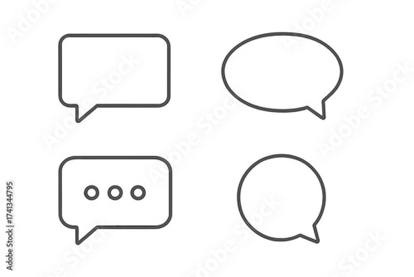 Fototapeta Speech bubble icon set. Chat message vector illustration. Communication symbol. Dialogue box, comment sign. Think, talk, quote balloon. Simple outline for social media, web.