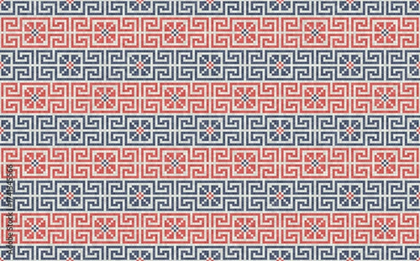 Fototapeta Mosaic tiles seamless pattern composition with traditional Palestinian motif. Editable vector background for print, background, web, wrapping.