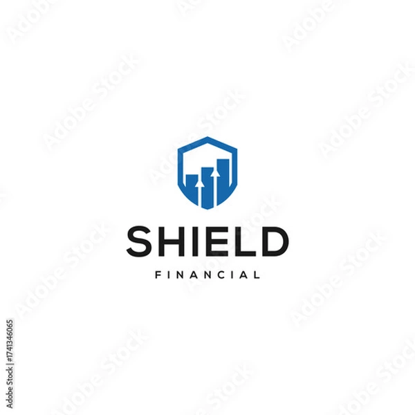 Fototapeta Finance logo with shield and growth arrow, perfect for investment, banking, and financial protection themes, etc.