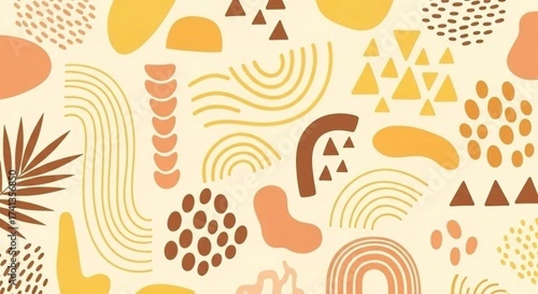 Fototapeta Hand Drawn Abstract Organic Shapes Pattern.