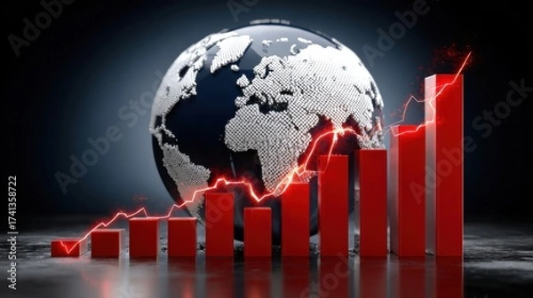 Fototapeta A red and white globe with a red line going through it