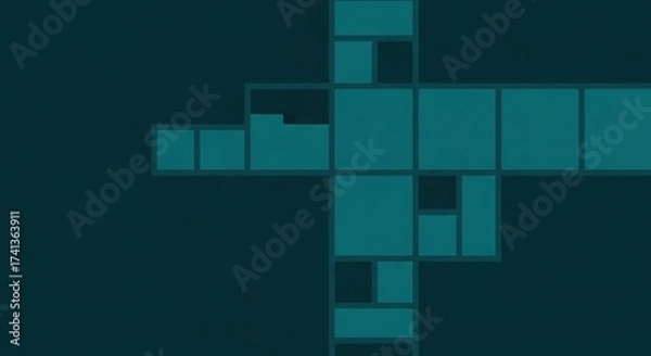 Fototapeta Abstract Teal Geometric Cross Pattern.