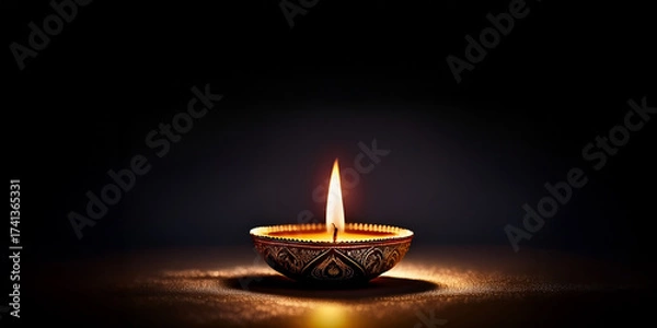 Obraz Diya Isolated On Dark Diwali Background