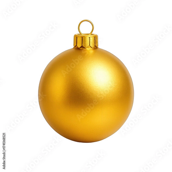 Fototapeta Elegant Gold Christmas Ornament with Glossy Finish and Hanging Top Loop