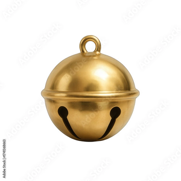 Fototapeta Golden Jingle Bell Ornament With Smooth Metallic Finish And Cheerful Design