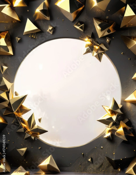Fototapeta Stunning Circular Frame Adorned with Spiky Golden Geometric Forms
