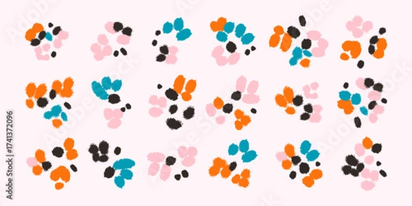 Obraz Set of different abstract flowers. Vector illustration, print, design elements