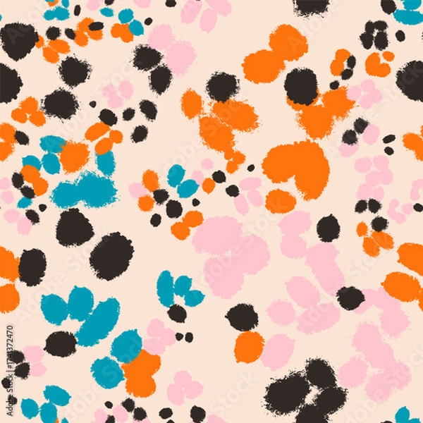 Obraz Floral colorful seamless pattern with abstract different flowers. Hand drawn trendy modern Vector illustration. Square background, wallpaper, design, print