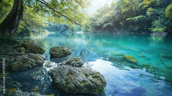 Fototapeta Tranquil Forest Lake