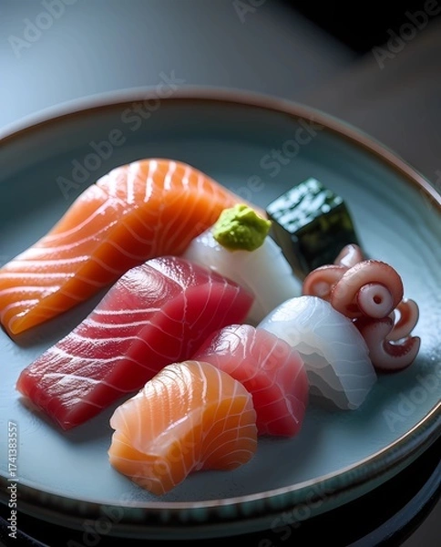 Fototapeta Freshness captured in every slice, sashimi made for your eyes before your taste buds