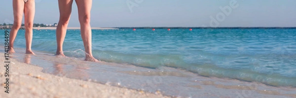 Fototapeta Parent and Child Walking at the Beach Together