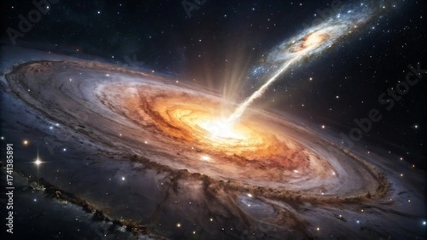 Fototapeta space galaxy with a comet