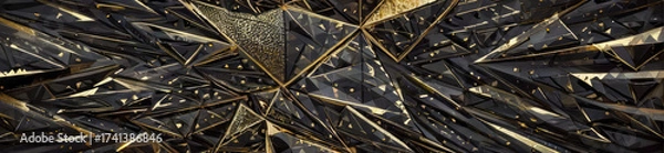 Fototapeta Dark abstract futuristic polygonal geometric 3D background