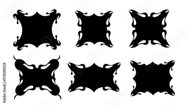 Fototapeta set of vector silhouettes Gothic frame.