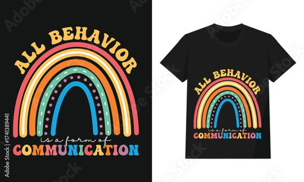 Fototapeta All Behavior is Communication Retro Rainbow Graphic Design for Awareness