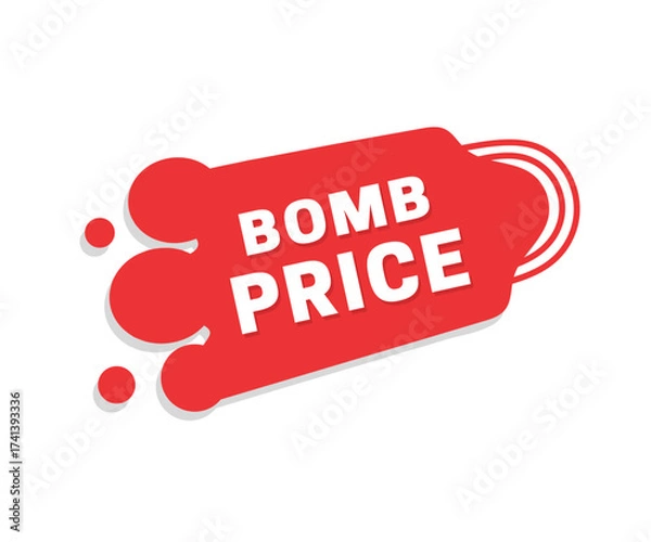 Fototapeta Bomb price, banner red tag stylish and modern, marketing concept. Elements for web use template.