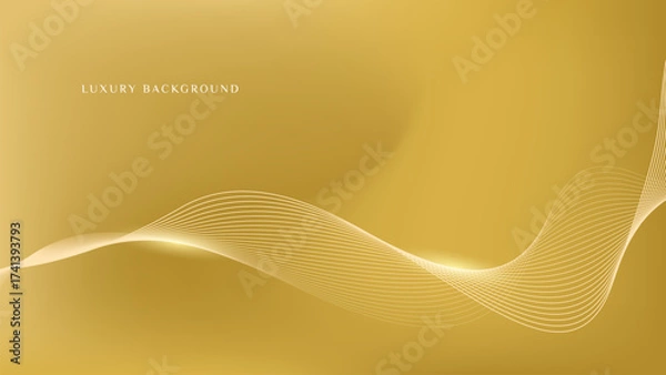 Fototapeta Luxury golden yellow background with shining line waves. Luxury soft gold gradient background.