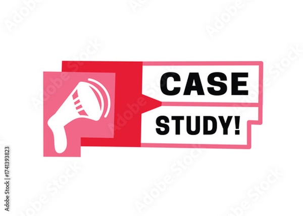 Fototapeta Vector modern symbol, Case study illustration design. Banner art template for business, web.