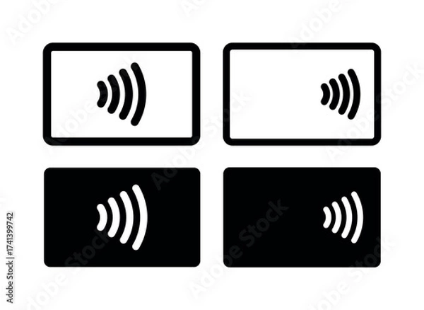 Fototapeta Contactless payment icon (NFC). Symbol of purchase or store, cash register or bank card. Cashless payment.